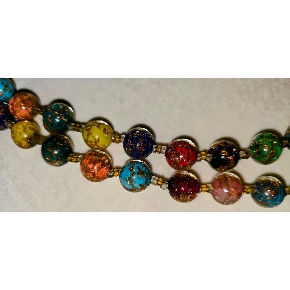 Vintage Murano glass beaded necklace approx 56" total